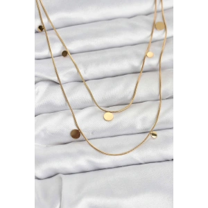 HarmonyAura 316L Çelik Zincir Gold Renk Pullu Kadın Kolye