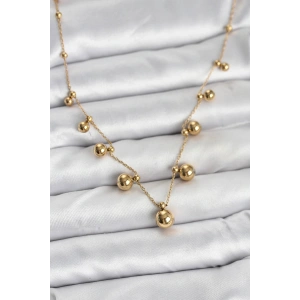 HarmonyAura 316L Çelik Zincir Gold Renk Topçuklu Kolye