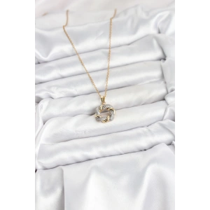 HarmonyAura 316L Çelik Zincir Gold Renk Zirkon Taşlı Sarmal Model Kadın Kolye