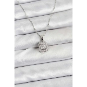 HarmonyAura 316L Çelik Zincir Gümüş Renk Baget Model Kadın Kolye