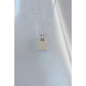 HarmonyAura 316L Çelik Zincir Gümüş Renk Zirkon Taşlı Aşk Mektubu Kolye