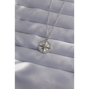 HarmonyAura 316L Çelik Zincir Gümüş Renk Zirkon Taşlı Kutup Yıldızı Kolye