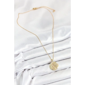 HarmonyAura 316L Çelik Zirkon Taşlı Ay Ve Güneş Model Gold Renk Kadın Kolye