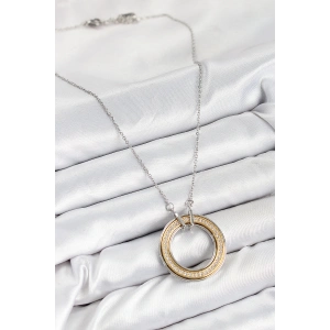 HarmonyAura 316L Çelik Zirkon Taşlı Dönen Daire Model Gold Ve Gümüş Renk Kadın Kolye