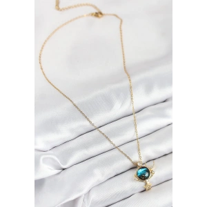 HarmonyAura 316L Çelik Zirkon Taşlı Gezegen Model Gold Renk Kadın Kolye