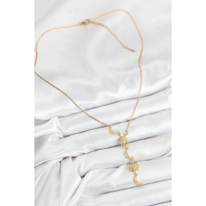 HarmonyAura 316L Çelik Zirkon Taşlı Güneş Ve Ay Model Gold Renk Kadın Kolye