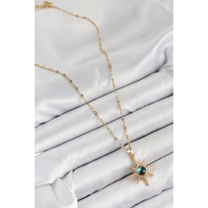 HarmonyAura 316L Çelik Zirkon Taşlı Kutup Yıldızı Model Gold Renk Kadın Kolye