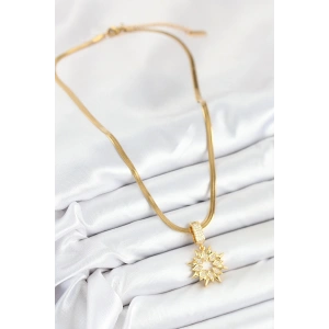 HarmonyAura 316L Çelik Zirkon Taşlı Yıldız Model Gold Renk Kadın Kolye