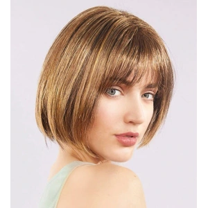 HarmonyAura Açık Kahverengi Küt Parti Peruk Küt Saç