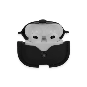 HarmonyAura  Airpods 3 (3.nesil) Çanta Deri Kılıf - Siyah