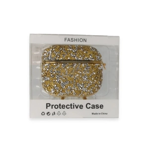 HarmonyAura  Airpods Pro 2 (2.nesil) Mira Taşlı Kılıf - Gold