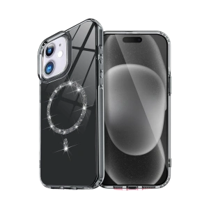 HarmonyAura Apple iPhone 12 Live Diamond Magsafe Kapak - Siyah
