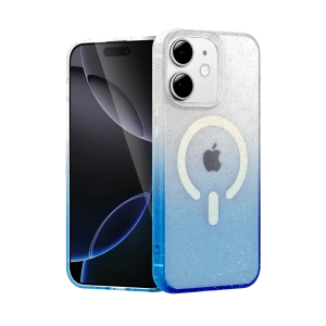 HarmonyAura Apple iPhone 12 Pummel Shiny Magsafe Kapak - Mavi