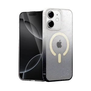 HarmonyAura Apple iPhone 12 Pummel Shiny Magsafe Kapak - Siyah