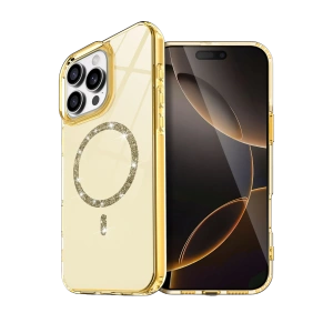 HarmonyAura Apple iPhone 14 Pro Max Live Diamond Magsafe Kapak - Sarı