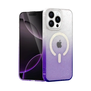 HarmonyAura Apple iPhone 14 Pro Max Pummel Shiny Magsafe Kapak - Mor