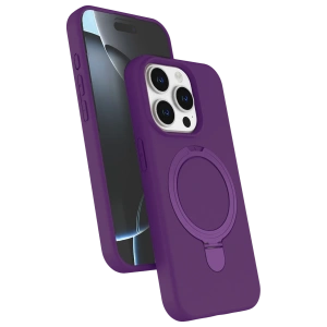 HarmonyAura Apple iPhone 14 Pro Max Regal Magsafe Standlı Kapak - Derin Mor