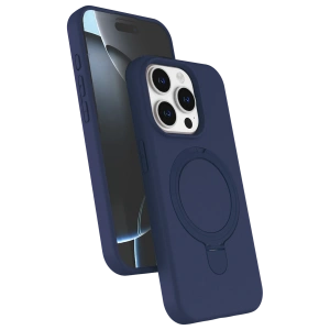 HarmonyAura Apple iPhone 14 Pro Max Regal Magsafe Standlı Kapak - Lacivert