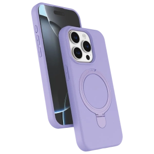 HarmonyAura Apple iPhone 14 Pro Max Regal Magsafe Standlı Kapak - Lila