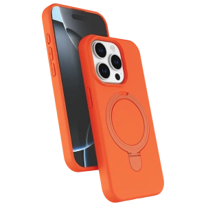HarmonyAura Apple iPhone 14 Pro Max Regal Magsafe Standlı Kapak - Turuncu