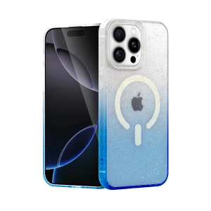 HarmonyAura Apple iPhone 14 Pro Pummel Shiny Magsafe Kapak - Mavi