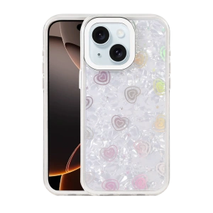 HarmonyAura Apple iPhone 15 Lumi Desenli Kapak - Beyaz