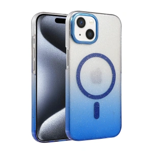 HarmonyAura Apple iPhone 15 Plus Glossy Magsafe Kapak - Mavi