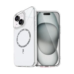 HarmonyAura Apple iPhone 15 Plus Live Diamond Magsafe Kapak - Şeffaf