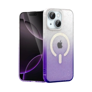 HarmonyAura Apple iPhone 15 Plus Pummel Shiny Magsafe Kapak - Mor