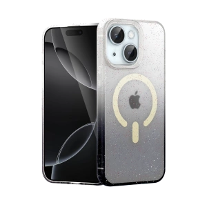 HarmonyAura Apple iPhone 15 Plus Pummel Shiny Magsafe Kapak - Siyah