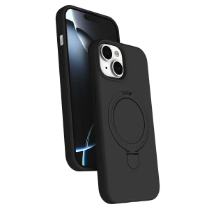 HarmonyAura Apple iPhone 15 Plus Regal Magsafe Standlı Kapak - Siyah