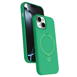 HarmonyAura Apple iPhone 15 Plus Regal Magsafe Standlı Kapak - Yeşil