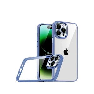 HarmonyAura Apple iPhone 15 Pro Max Razer Lensli Silikon - Açık Mavi