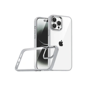 HarmonyAura Apple iPhone 15 Pro Max Razer Lensli Silikon - Gümüş