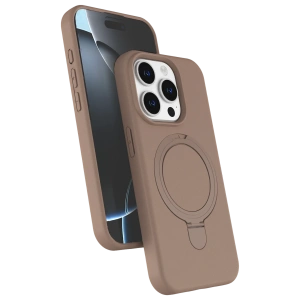 HarmonyAura Apple iPhone 15 Pro Max Regal Magsafe Standlı Kapak - Çöl Titanyum