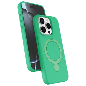 HarmonyAura Apple iPhone 15 Pro Max Regal Magsafe Standlı Kapak - Yeşil