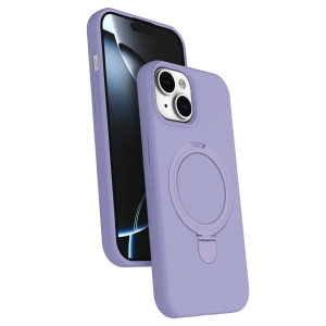 HarmonyAura Apple iPhone 15 Regal Magsafe Standlı Kapak - Lila