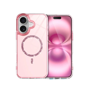 HarmonyAura Apple iPhone 16 Live Diamond Magsafe Kapak - Pembe