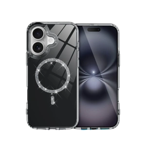 HarmonyAura Apple iPhone 16 Live Diamond Magsafe Kapak - Siyah