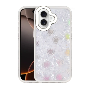 HarmonyAura Apple iPhone 16 Lumi Desenli Kapak - Beyaz