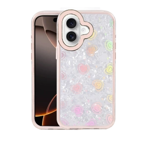 HarmonyAura Apple iPhone 16 Lumi Desenli Kapak - Pembe