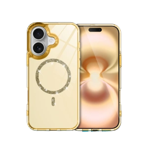 HarmonyAura Apple iPhone 16 Plus Live Diamond Magsafe Kapak - Sarı