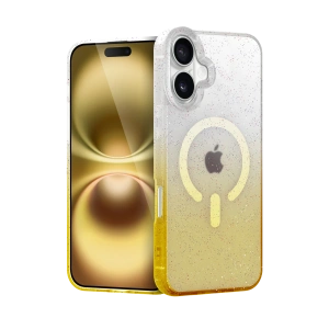 HarmonyAura Apple iPhone 16 Plus Pummel Shiny Magsafe Kapak - Gold