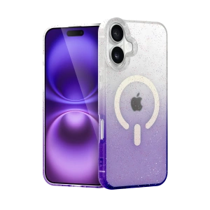 HarmonyAura Apple iPhone 16 Plus Pummel Shiny Magsafe Kapak - Mor