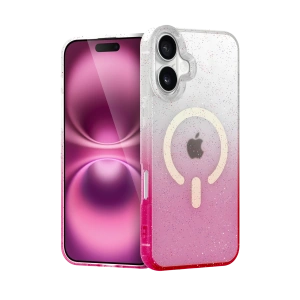 HarmonyAura Apple iPhone 16 Plus Pummel Shiny Magsafe Kapak - Pembe