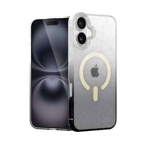 HarmonyAura Apple iPhone 16 Plus Pummel Shiny Magsafe Kapak - Siyah