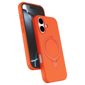 HarmonyAura Apple iPhone 16 Plus Regal Magsafe Standlı Kapak - Turuncu