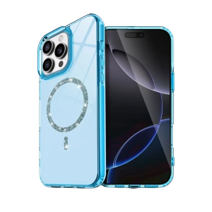 HarmonyAura Apple iPhone 16 Pro Live Diamond Magsafe Kapak - Mavi
