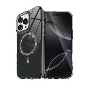 HarmonyAura Apple iPhone 16 Pro Live Diamond Magsafe Kapak - Siyah