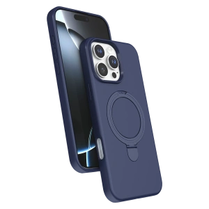 HarmonyAura Apple iPhone 16 Pro Max Regal Magsafe Standlı Kapak - Lacivert